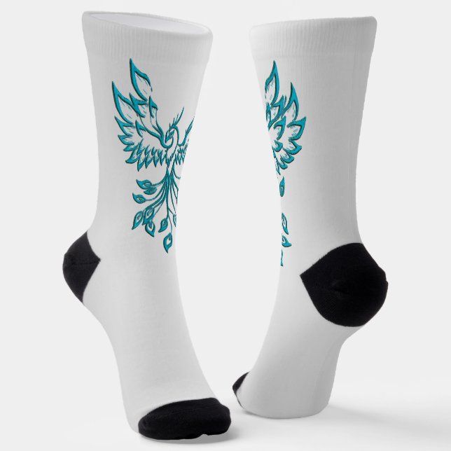 Chaussette Phoenix bleu sarcelle s'élève sur argent (Angulaire)