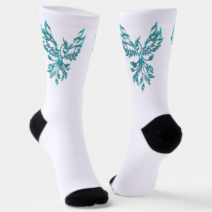 Chaussette Phoenix bleu se lève sur blanc