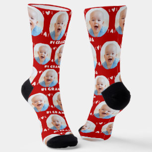 Chaussette Photo #1 Grandpa Fête des pères rouge bébé