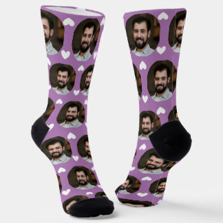 Chaussette Photo Boyfriend For Girlfriend Hearts Lavender