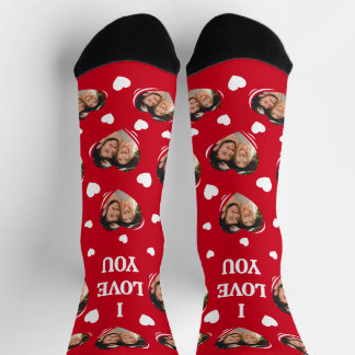 Chaussette Photo de couple personnalisé 'Je t'aime'