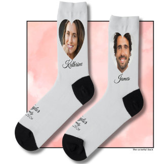 Chaussette Photo de mariage coeur nom amour pour mariés