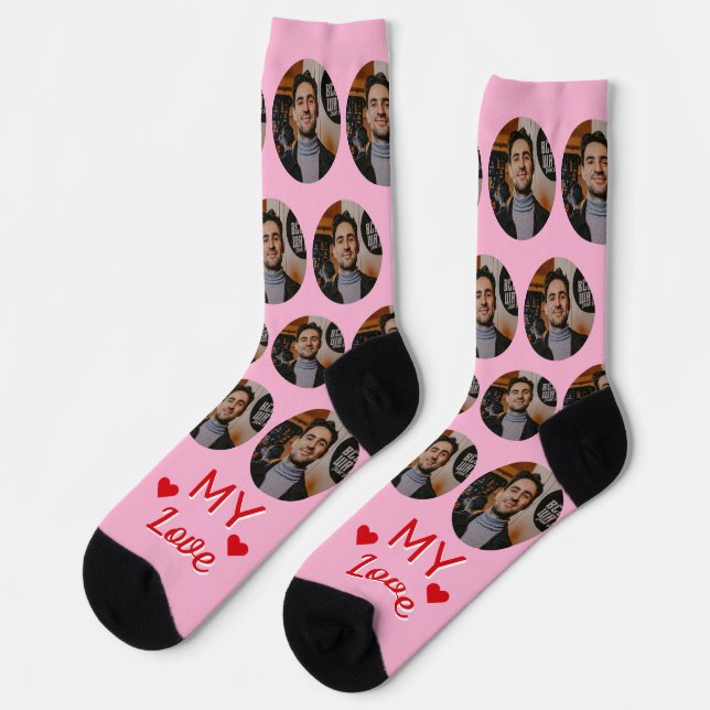 Chaussette Photo de My Love Husband pour Femme Rose Red (Gauche)
