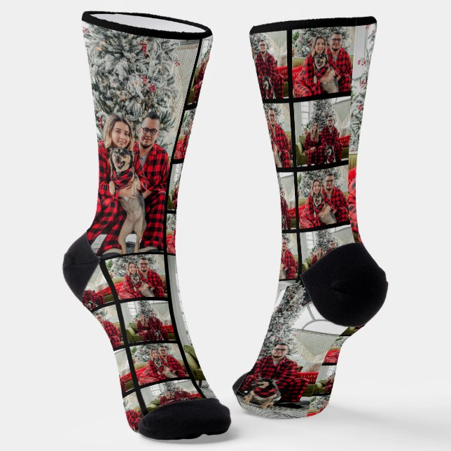 Chaussette Photo de Noël personnalisée de la famille (Angulaire)