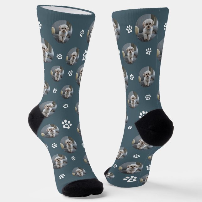 Chaussette Photo drôle de chien/chat mignon avec empreinte de (Angulaire)