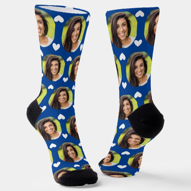Chaussette Photo Girlfriend Pour copain Deep Blue Heart (Angulaire)