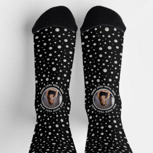 Chaussette Photo personnalisé avec cercle de perles sur fond