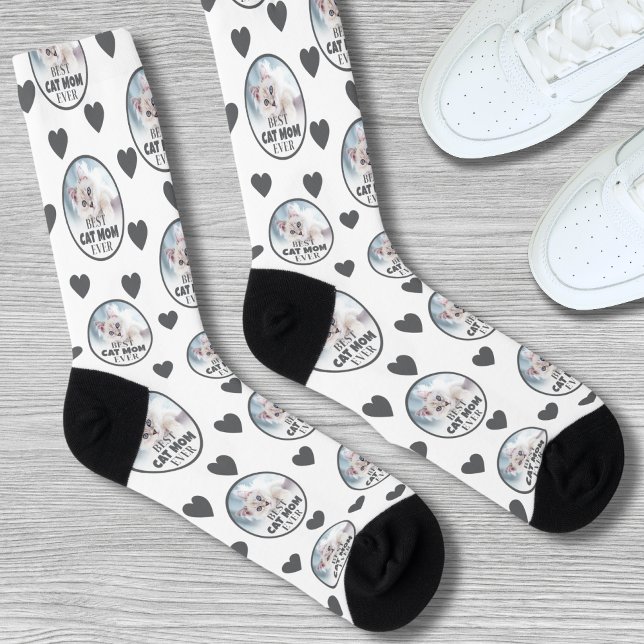 Chaussette Photo personnalisée de Cat Mom (Best Cat Mom Custom Photo Socks)
