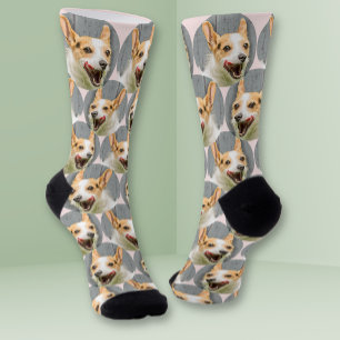 Chaussette Photo personnelle du visage de chien Blush rose mi