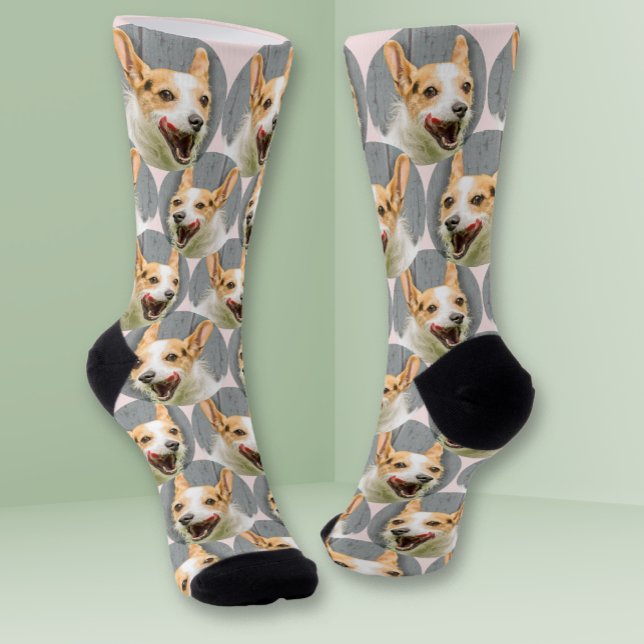 Chaussette Photo personnelle du visage de chien Blush rose mi (Créateur téléchargé)