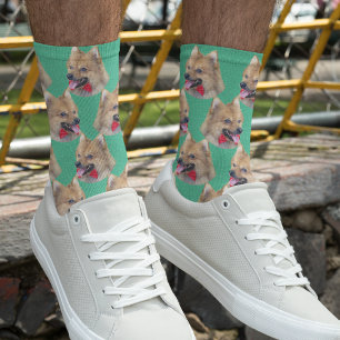 Chaussette Photo personnelle du visage de chien Mint vert mig