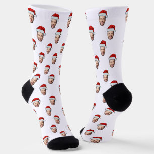 Chaussette Photo sur mesure Santa Hat Cadeau de Noël
