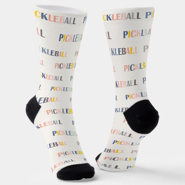 Chaussette Pickleball ! Chaussettes de Motif de texte colorée (Angulaire)
