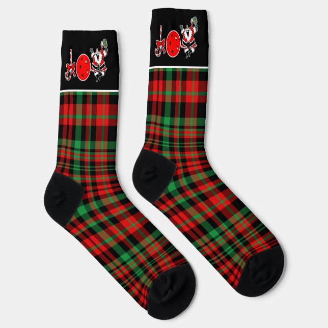 Chaussette Pickleball Christmas Joie Père Noël Paddle Plaid (Droite)