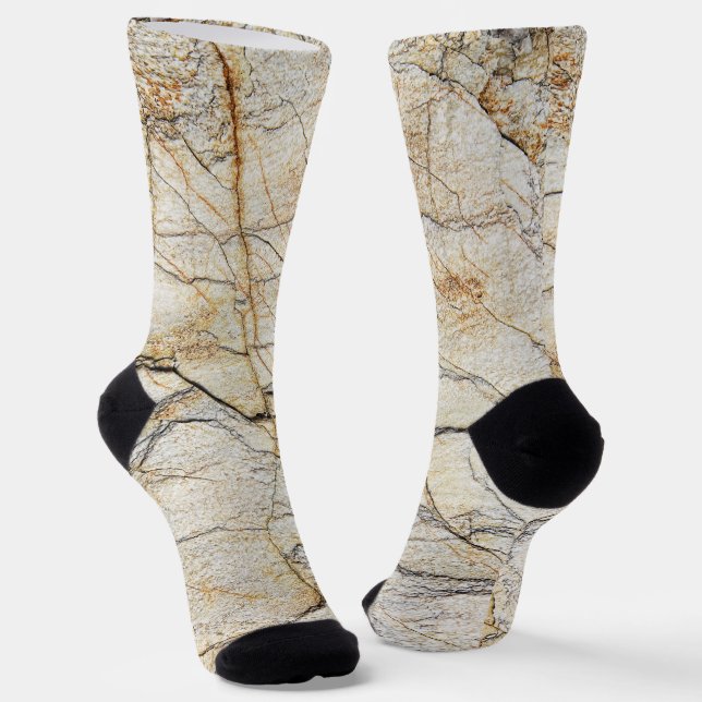 Chaussette Pierre de marbre texturée marron et noire (Angulaire)