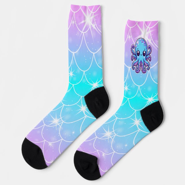 Chaussette Pieuvre bleue mignonne (Gauche)