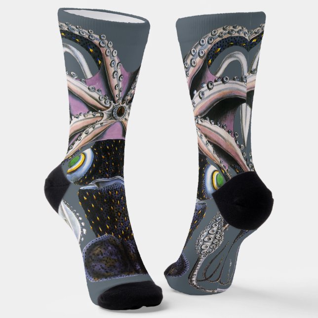 Chaussette Pieuvre ou calmar géant, Animaux de la vie marine  (Angulaire)