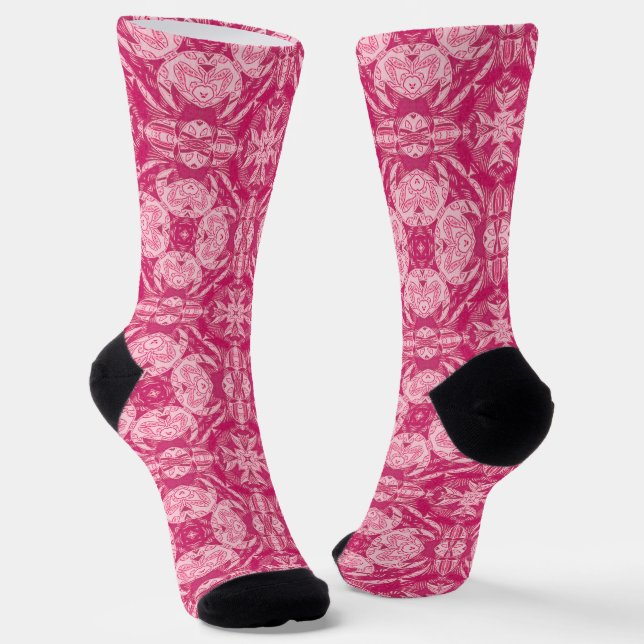 Chaussette Pink Abstrait doux Motif Mandala (Angulaire)