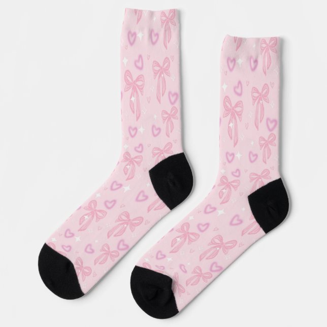 Chaussette Pink Bow and Heart Socks (Gauche)