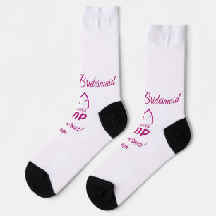 Chaussette Pink camp bridesmaid ajouter nom date année bachel