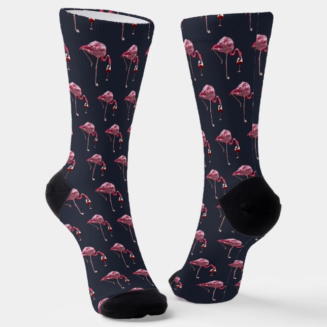 Chaussette Pink Flamingo Pattern Wine Drinker Funny Novelty (Angulaire)