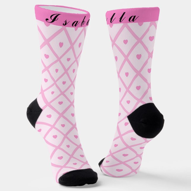 Chaussette Pink Heart Moderne Plaid Collection (Angulaire)