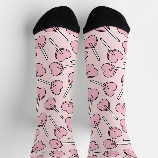 Chaussette Pink Lollipops, Heart Lollipops, Lollipop Pattern (Haut)