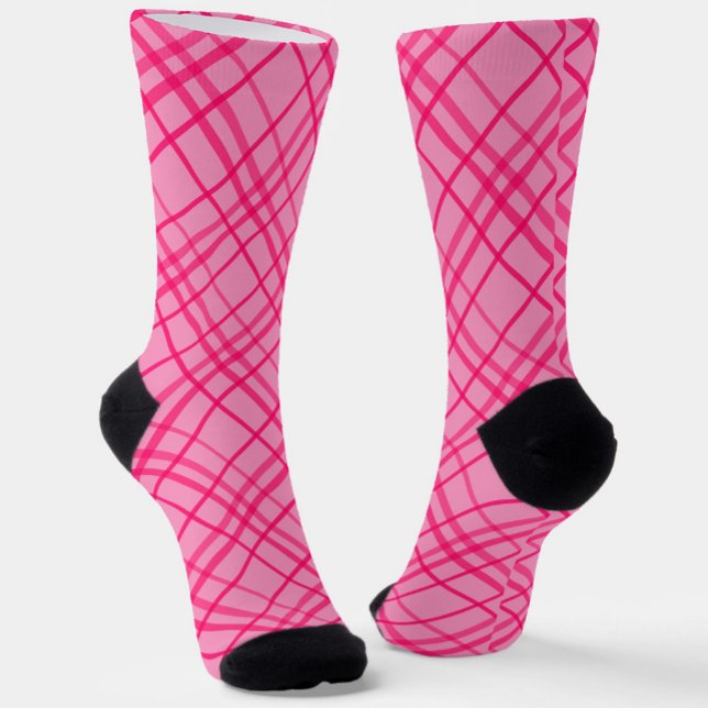 Chaussette Pink Sur Tartan Rose Plaid Design Motif (Créateur téléchargé)