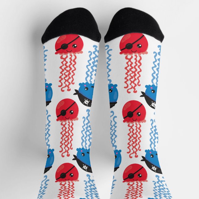 Chaussette Pirate Jellyfish, Motif de méduses, Sea Animaux (Haut)