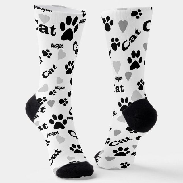 Chaussette Pistes de chat, sentier, chat, animaux chaussettes (Angulaire)