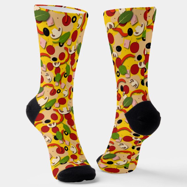 Chaussette Pizza Toppings Funny Pizzeria Motif (Angulaire)