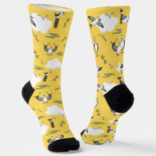 Chaussette Plage balnéaire Jaune Oiseaux de mer Plage