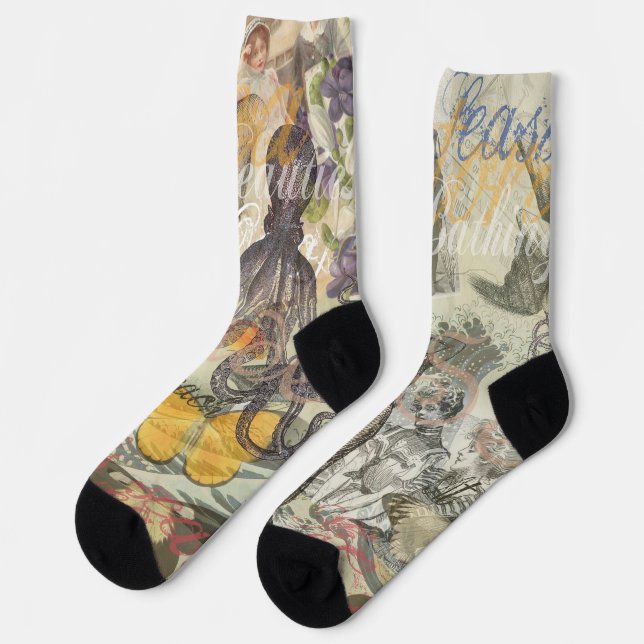 Chaussette Plage de la Pieuvre Antique Steampunk Côté (Gauche)