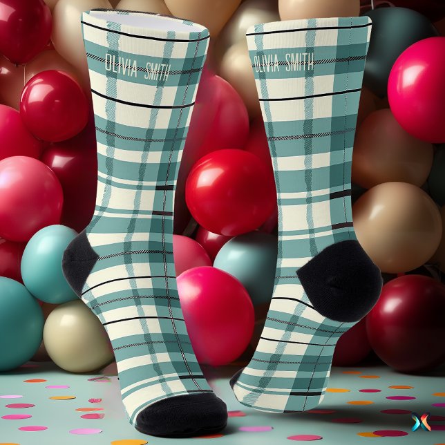 Chaussette Plaid à la menthe verte et crème (Créateur téléchargé)