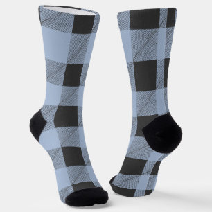 Chaussette Plaid de buffle bleu et noir