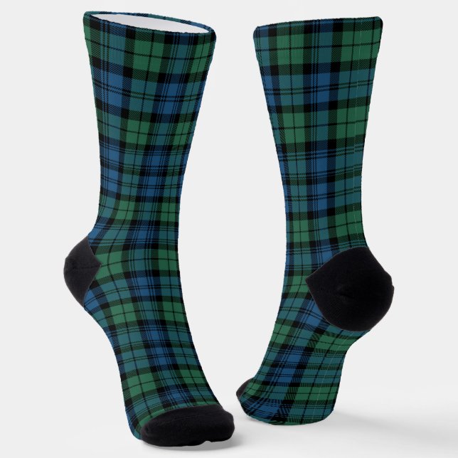 Chaussette Plaid Elegant Campbell Green Rustic Tartan (Angulaire)