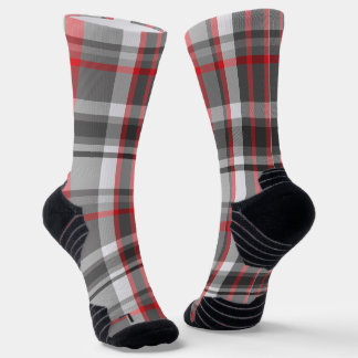 Chaussette Plaid gris et rouge