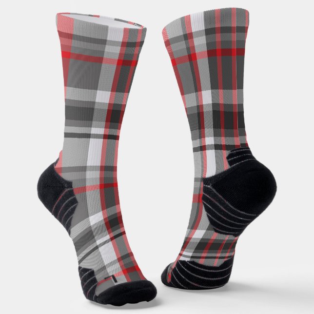 Chaussette Plaid gris et rouge (Angulaire)