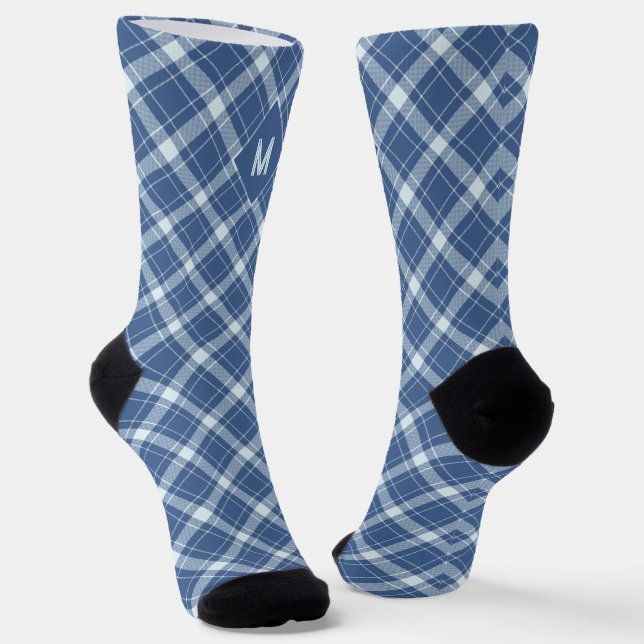 Chaussette Plaid Monogramme personnalisé / Motif Tartan (Angulaire)