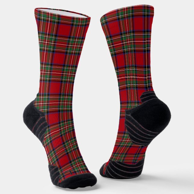 Chaussette Plaid Red Green À damiers Clan Stewart Tartan (Angulaire)