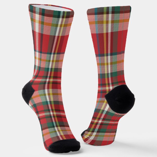 Chaussette Plaid Rustic Elegant Rouge À damiers Holiday (Angulaire)