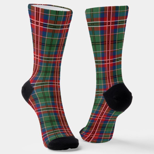 Chaussette Plaid Rustic Red Green Check Tartan (Angulaire)