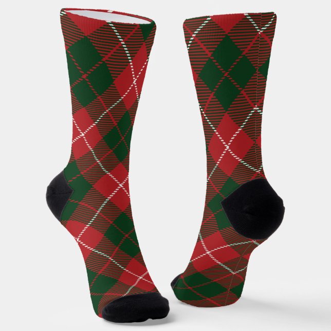 Chaussette Plaid Rustique Rouge Vert Tartan Fêtes (Angulaire)