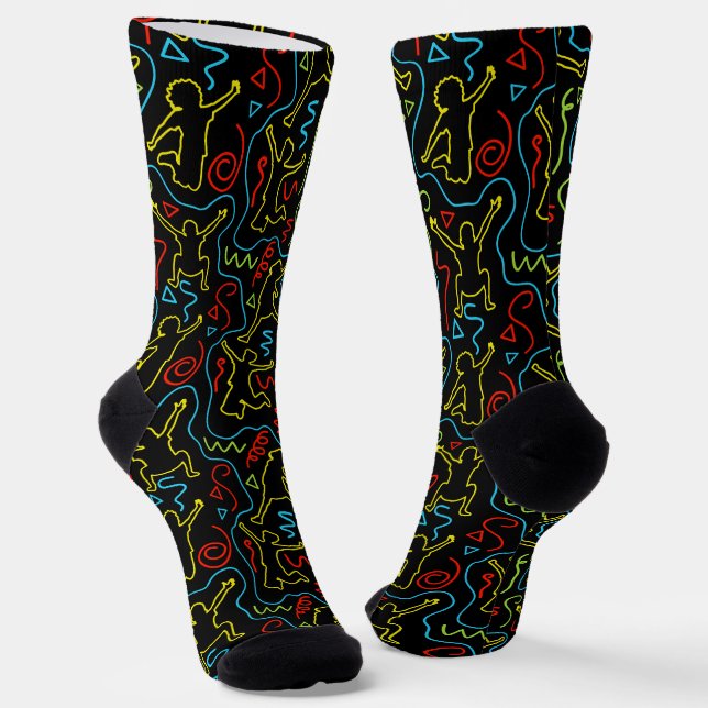 Chaussette Plan de jeu amusant pour enfants motif néon noir (Angulaire)