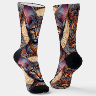 Chaussette Planificateur félin fantastique orné mythique roya