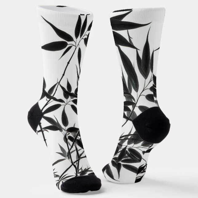 Chaussette Plante en bambou noir et blanc (Angulaire)