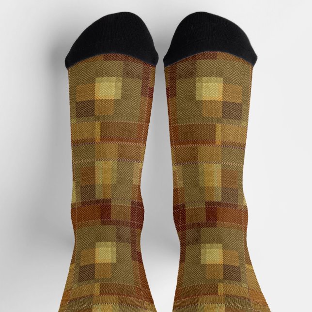 Chaussette Plaque de tartan marron monochrome texturé. (Haut)