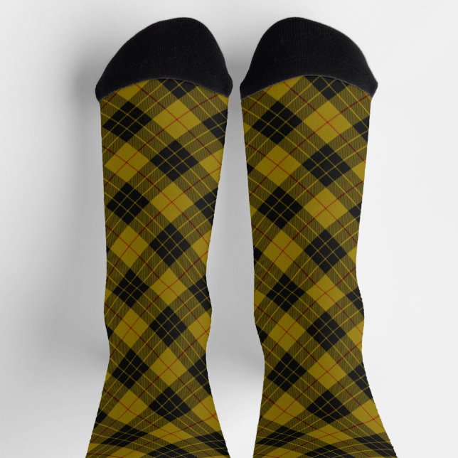 Chaussette Plaque noire jaune tartan MacLeod (Haut)
