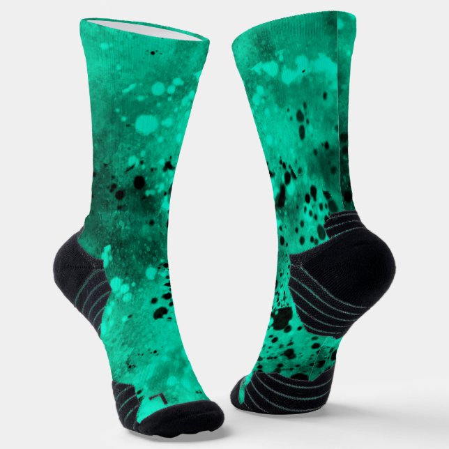 Chaussette Plateau de peinture vert et noir rétro (Angulaire)