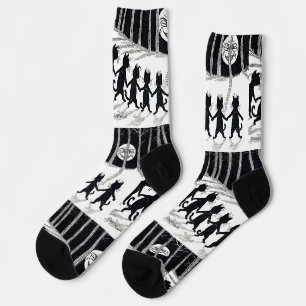 Chaussette Pleine lune et chats, Louis Wain